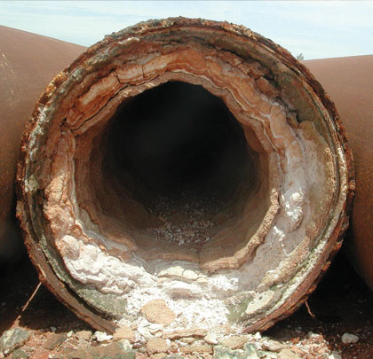 Deposits in a pipe
